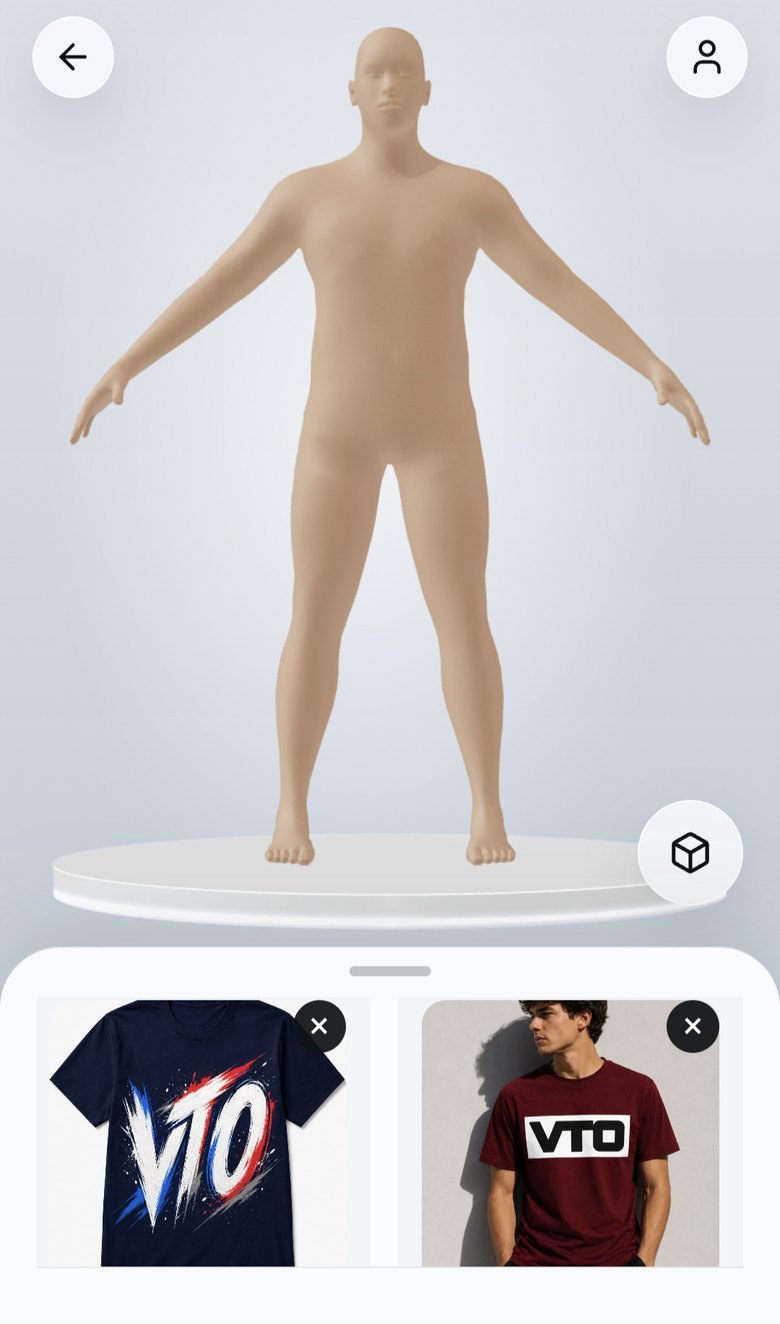 The AKLIL try-on studio on a phone, with the product carousel open.